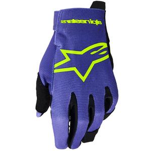 Detské motokrosové rukavice Alpinestars Radar Youth fialovo-fluo žlté