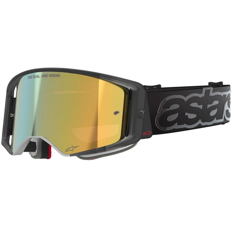 Motokrosové okuliare Alpinestars Supertech Vision Vista čierne so zrkadlovým zlatým zorníkom