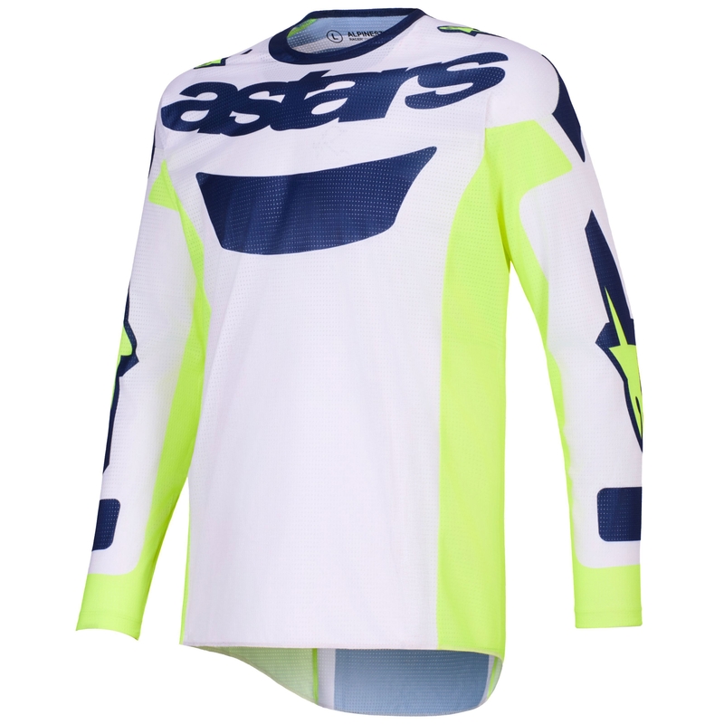 Motokrosový dres Alpinestars Racer Air Riway svetlo šedo-fluo žlto-modrý
