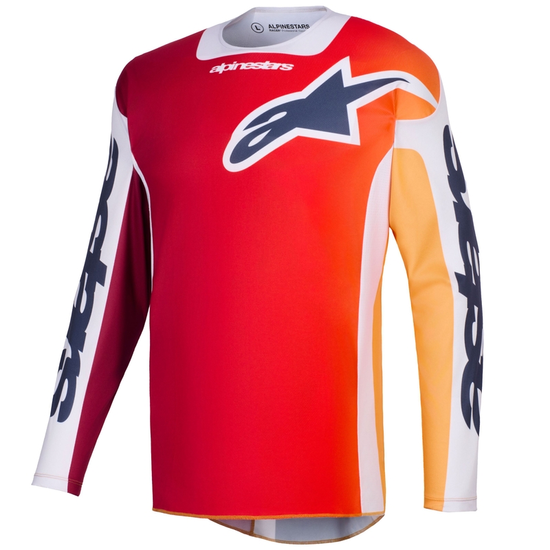 Motokrosový dres Alpinestars Racer Portl červeno-oranžovo-svetlo šedý