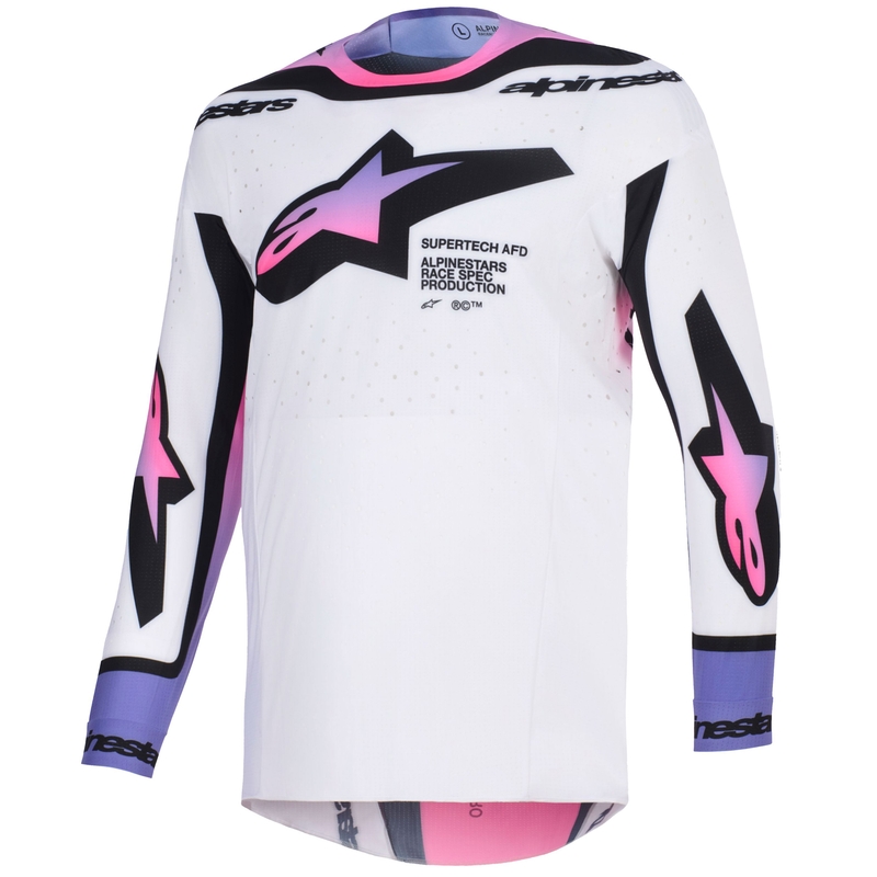 Motokrosový dres Alpinestars Supertech Pro AFD Vista bielo-fialovo-čierny