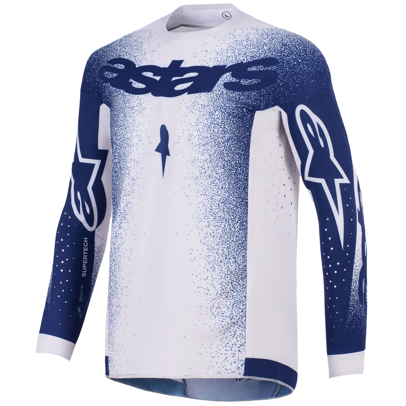 Motokrosový dres Alpinestars Supertech Scenz svetlo šedo-tmavo modrý