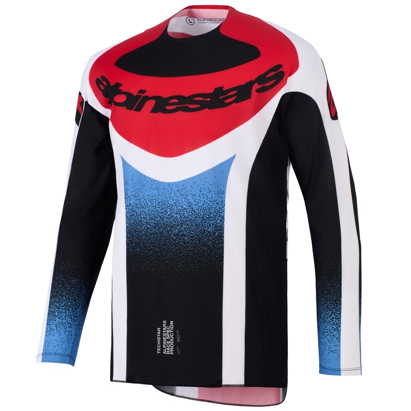 Motokrosový dres Alpinestars Techstar Knif čierno-bielo-modro-červený