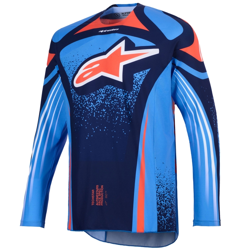 Motokrosový dres Alpinestars Techstar Nomur tmavo modro-oranžovo-modrý