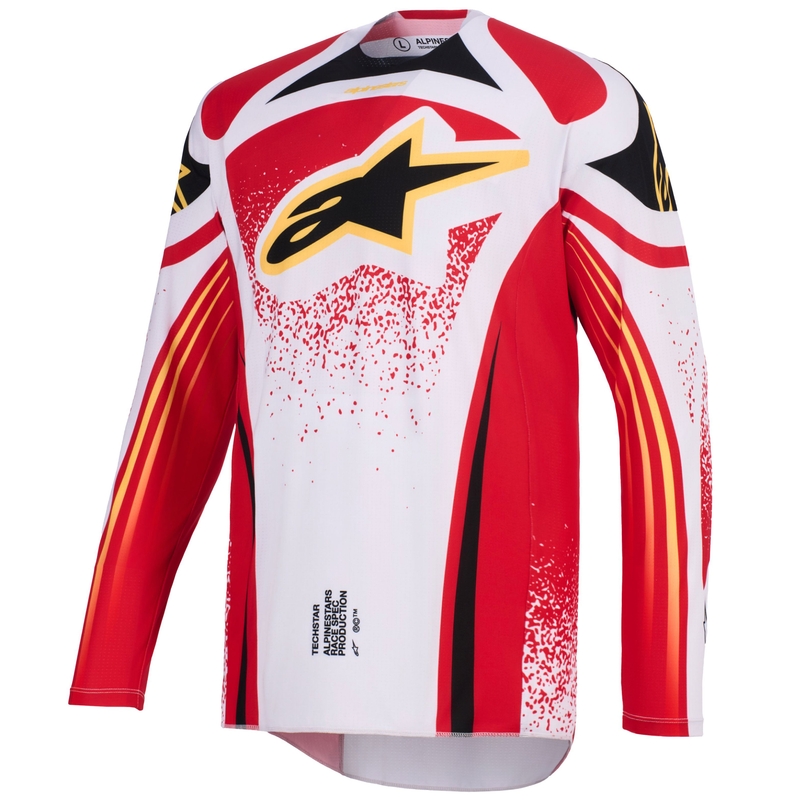 Motokrosový dres Alpinestars Techstar Nomur svetlo šedo-červeno-čierno-žltý
