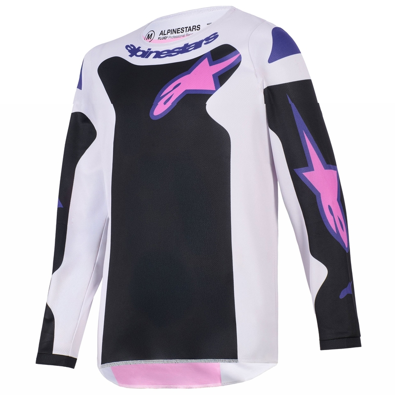 Detský motokrosový dres Alpinestars Fluid Grid čierno-svetlo šedo-fialový