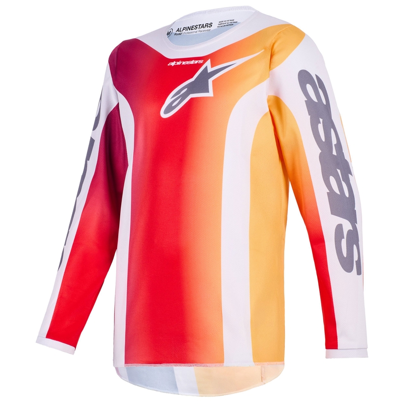 Detský motokrosový dres Alpinestars Fluid Portl červeno-oranžovo-svetlo šedý
