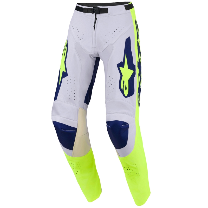 Motokrosové nohavice Alpinestars Racer Air Riway svetlo šedo-fluo žlto-modré