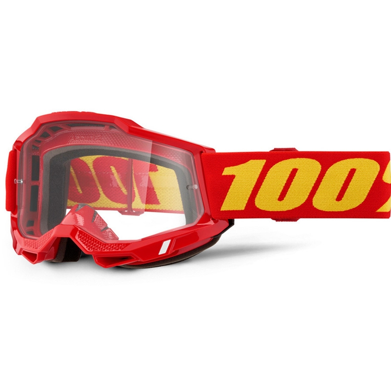 Motokrosové okuliare 100% Accuri 2 červené s čírym plexi