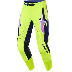 Motokrosové nohavice Alpinestars Supertech Vista fluo žlto-fialovo-čierne