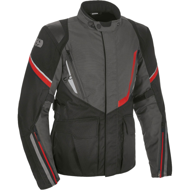 Bunda na motorku Oxford Montreal 4.0 Dry2Dry™ čierno-šedo-červená