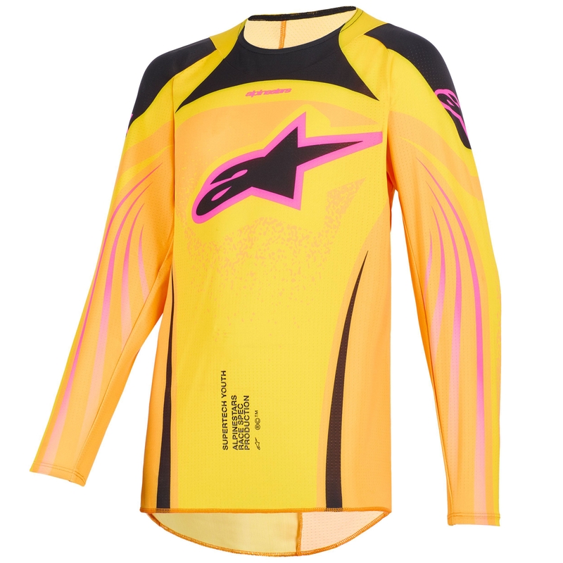 Detský motokrosový dres Alpinestars Techstar Nomur oranžovo-žlto-ružový