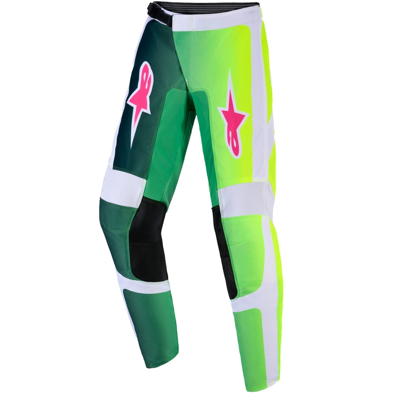 Detské motokrosové nohavice Alpinestars Fluid Portl zeleno-bielo-čierne