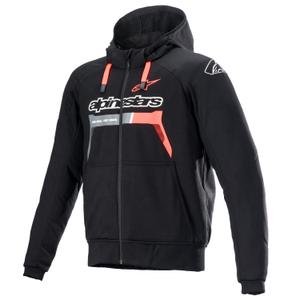 Mikina na motorku Alpinestars Chrome Ignition hoodie čierno-červeno fluo-šedo-biela