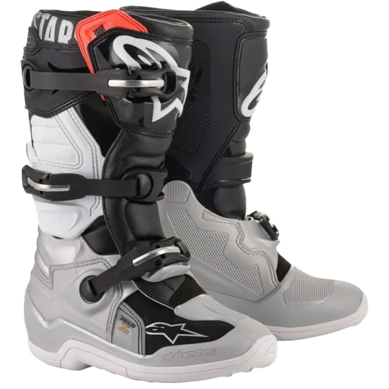 Detské motokrosové topánky Alpinestars TECH 7 S čierno-strieborno-bielo-zlaté
