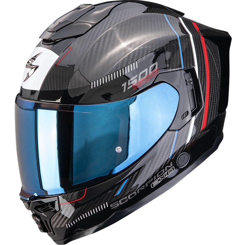 Integrálna prilba na motorku Scorpion EXO-1500 Carbon Air Zity čierno-červeno-modrá