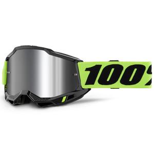 Motokrosové okuliare 100% Accuri 2 fluo žlté so strieborným plexi