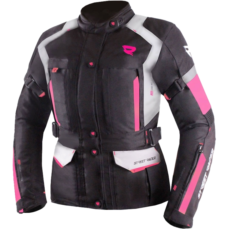 Dámska bunda na motocykel Street Racer Hilax čierno-šedo-ružová
