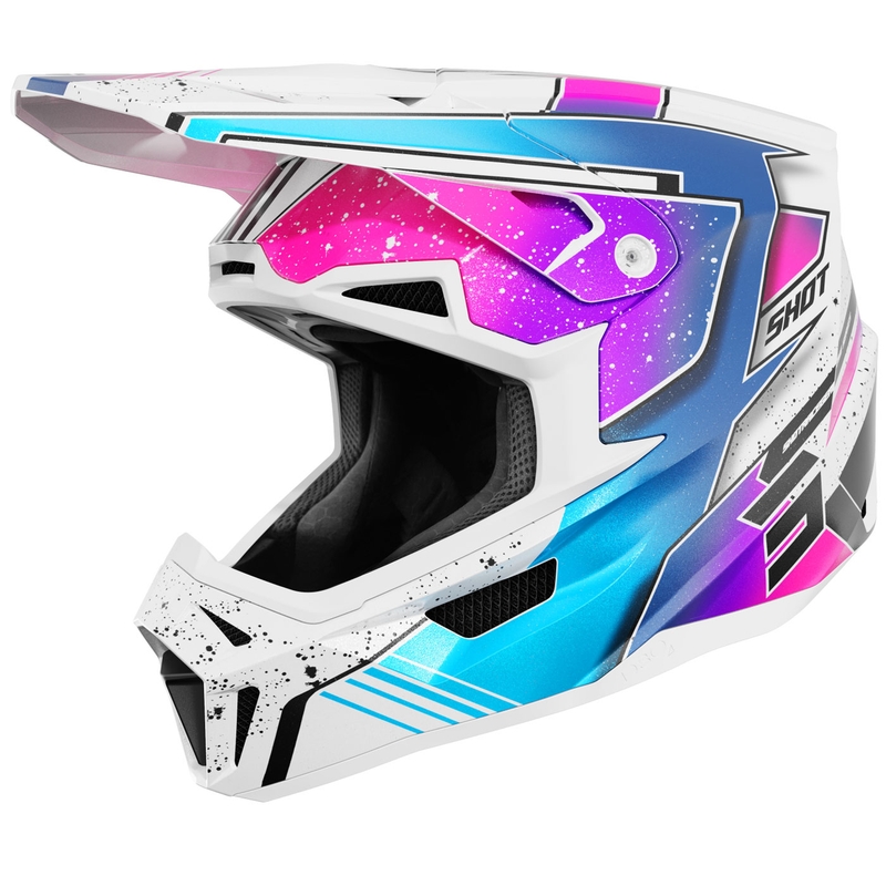 Motokrosová prilba Shot Lite Racing perleťová bielo-ružová