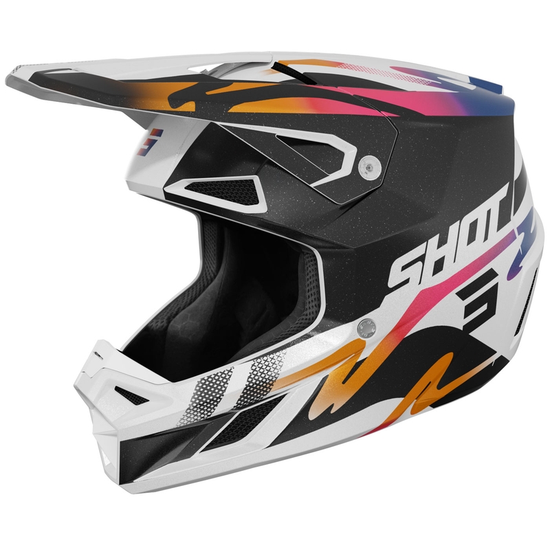 Motokrosová helma Shot Speed ​​Wave perleťovo čierno-biela