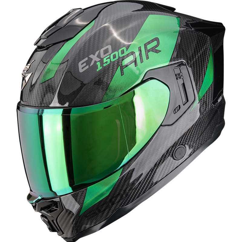 Integrálna prilba na motorku Scorpion EXO-1500 Carbon Air Platted čierno-zelená