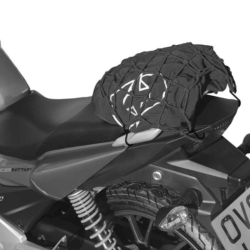Pružná batožinová sieť Oxford pre motocykle reflexné čierna
