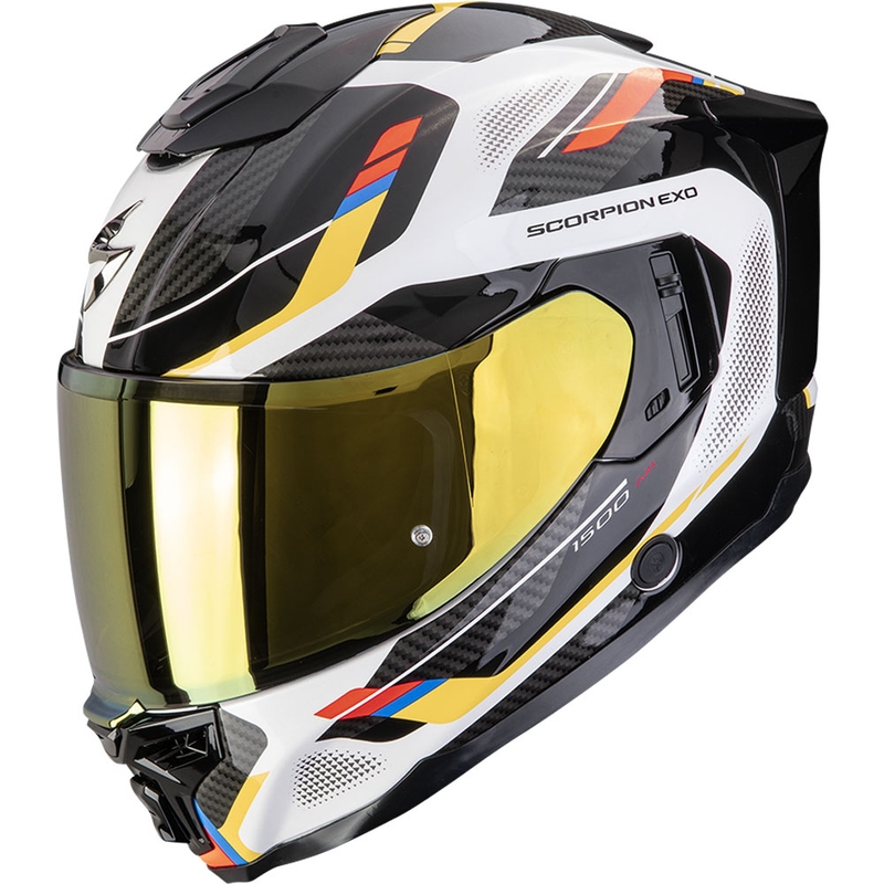 Integrálna helma na motorku Scorpion EXO-1500 Air Sleek bielo-modro-žltá