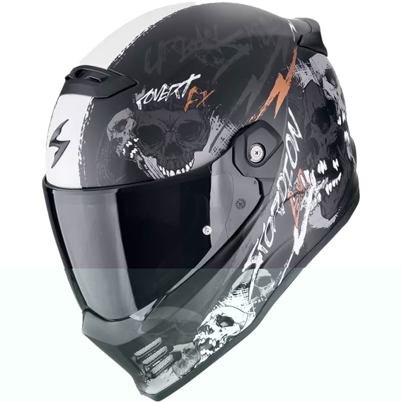 Integrálna prilba na motorku Scorpion COVERT FX SKULLZ matná čierno-šedo-zlatá