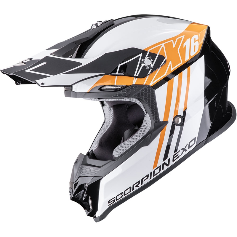 Motokrosová prilba Scorpion VX-16 EVO Air Lignes čierno-oranžová