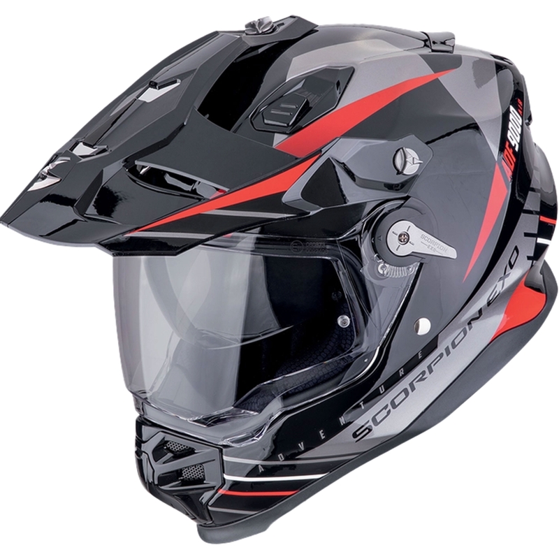 Enduro helma Scorpion ADF-9000 Air Feat čierno-strieborno-červená