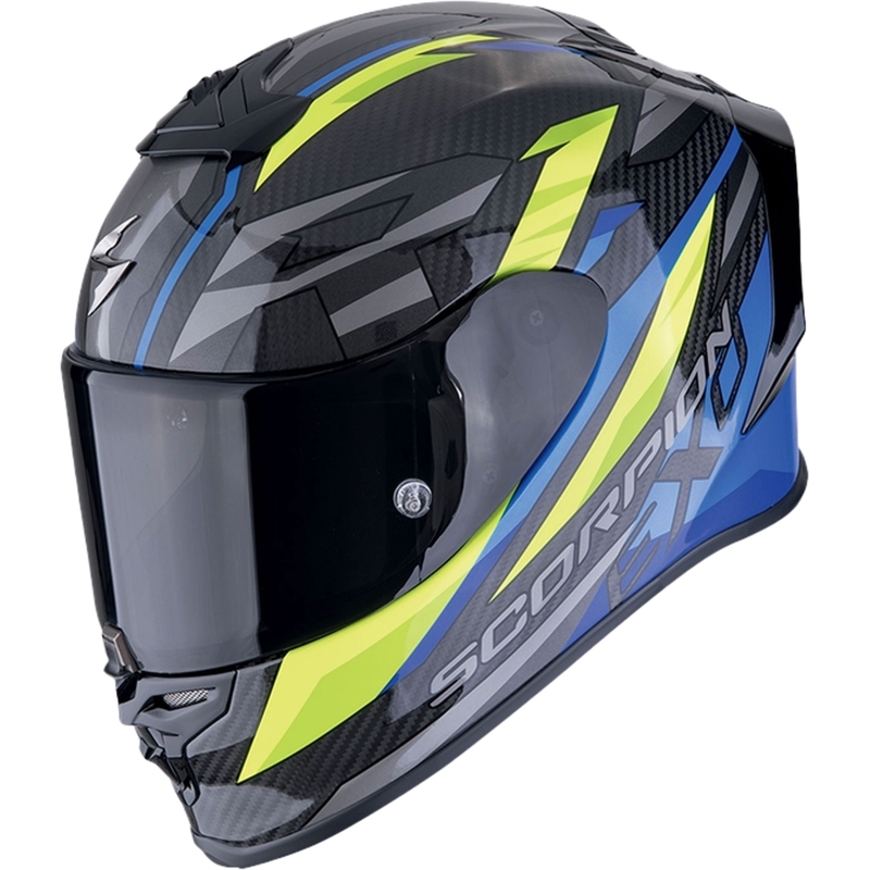 Integrálna prilba na motorku Scorpion EXO-R1 EVO CARBON AIR RUNNER čierno-modro-fluo žltá