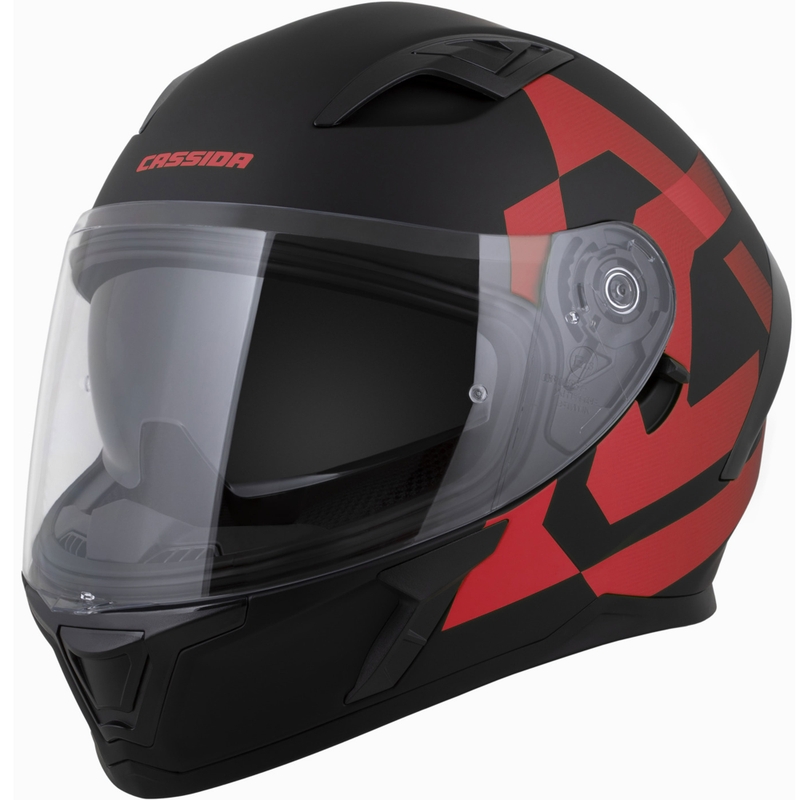 Integrální helma na motorku Cassida Orbit Grind matná černo-červená