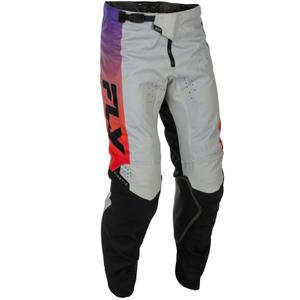 Motokrosové nohavice FLY Racing - USA Kinetic šedo-červeno-fialovo-čierne