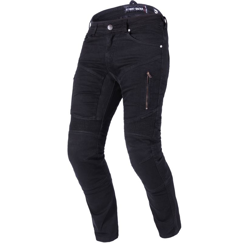 Predĺžené jeansy na motocykel Street Racer Stretch II CE čierne