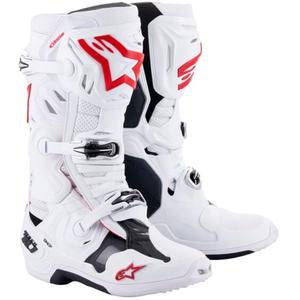 Topánky na motorku Alpinestars Tech 10 Supervented Perforované bielo-červeno-čierne