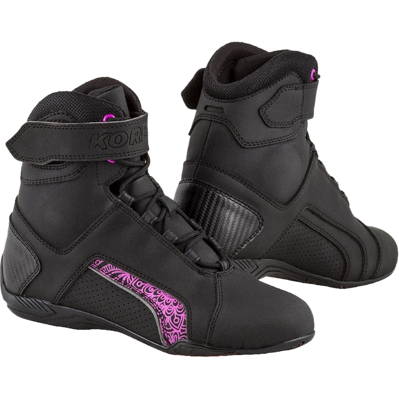 Dámske čižmy na motocykel Kore Velcro 2.0 čierno-fialové