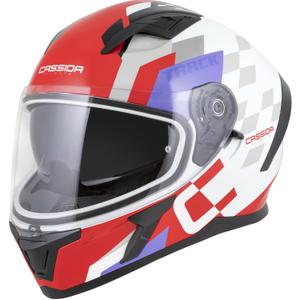 Integrálna helma na motorku Cassida Orbit Track fluo červeno-bielo-fialovo-čierna