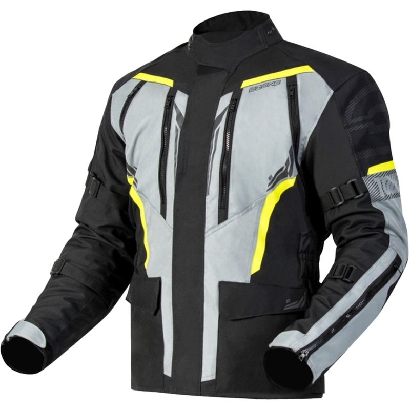 Bunda na motocykel Ozone Tour III čierno-šedo-fluo žltá