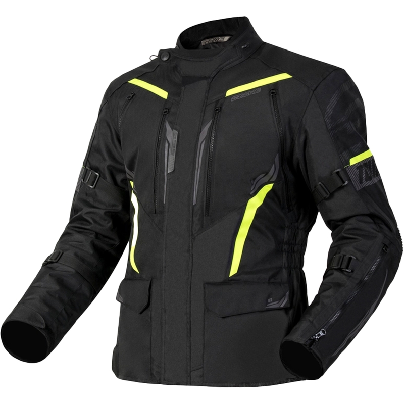 Bunda na motocykel Ozone Tour III čierno-antracitovo-fluo žltá
