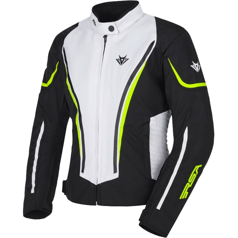 Dámska bunda na motocykel RSA Wasp bielo-čierno-fluo žltá