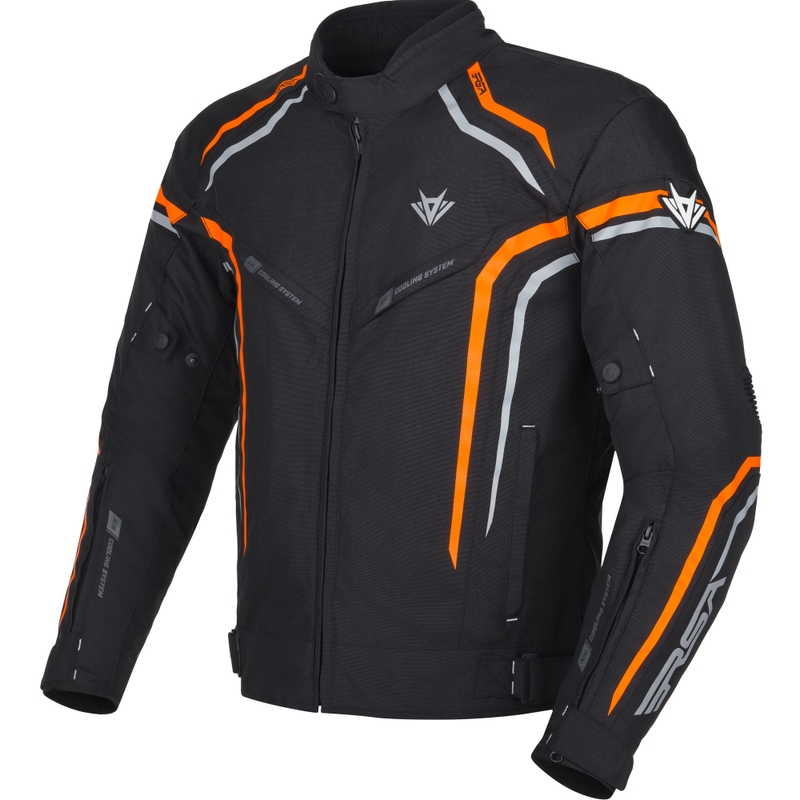 Bunda na motocykel RSA Compact 2 čierno-šedo-oranžová