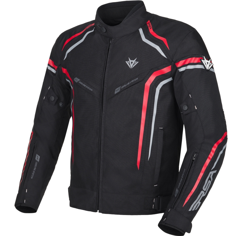 Bunda na motocykel RSA Compact 2 čierno-šedo-červená