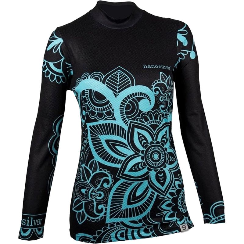 Dámske termo tričko nanosilver® Flower tyrkysové - dlhý rukáv