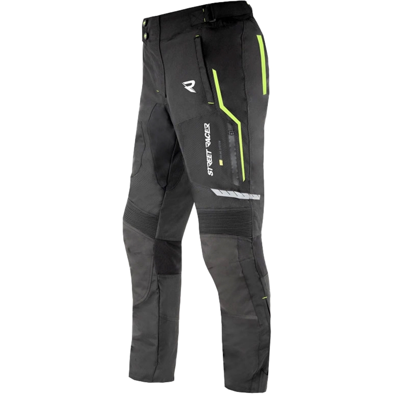 Nohavice na motorku Street Racer Flex čierno-fluo žlté