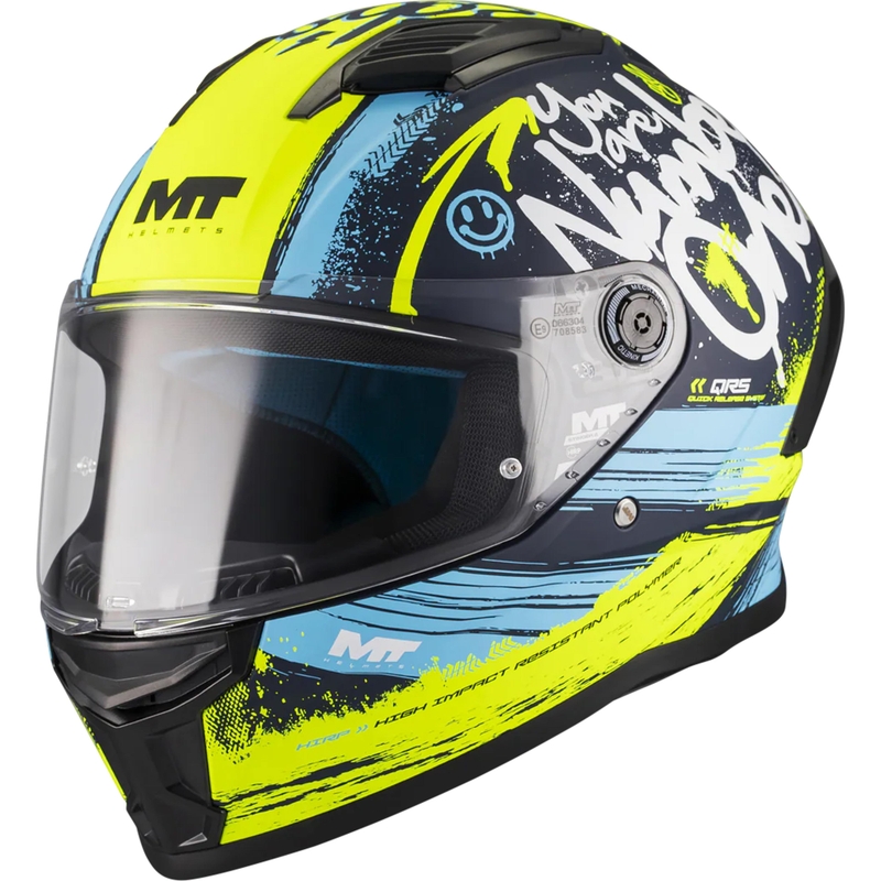 Integrálna prilba na motorku MT Stinger 2 Rocket C3 modro-fluo žltá