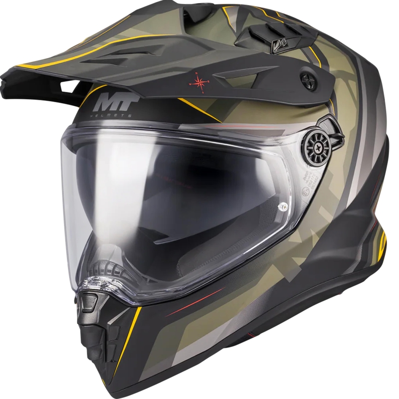 Enduro helma na motorku MT Track SV Questor B6 matná čierno-zeleno-hnedo-fluo žltá