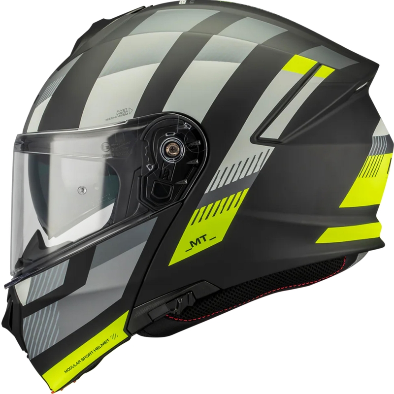 Výklopná prilba na motorku MT Genesis SV Stroke B13 matná čierno-šedo-fluo žltá