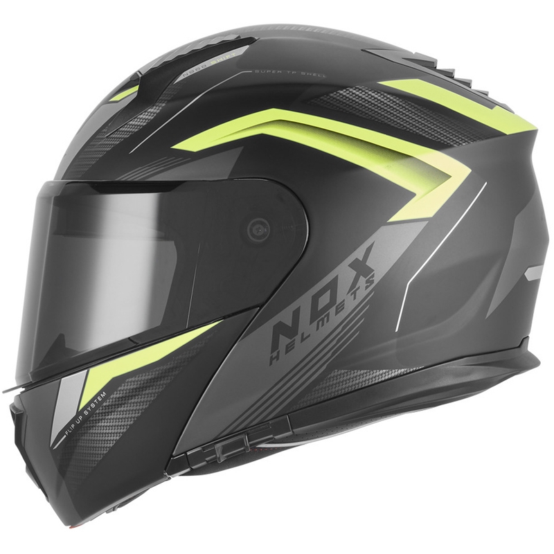 Výklopná helma na motorku NOX N968 Shift matná čierno-fluo žltá