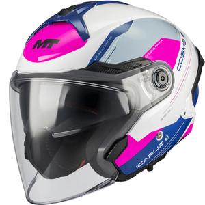 Otvorená prilba na motorku MT Cosmo SV Icarus A8 bielo-modro-ružová
