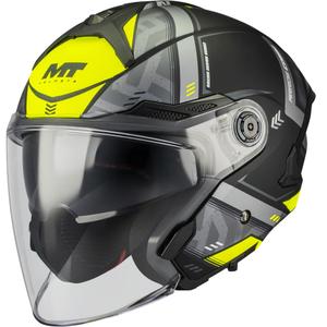 Otvorená prilba na motorku MT Cosmo SV Arrow B3 matná čierno-šedo-fluo žltá
